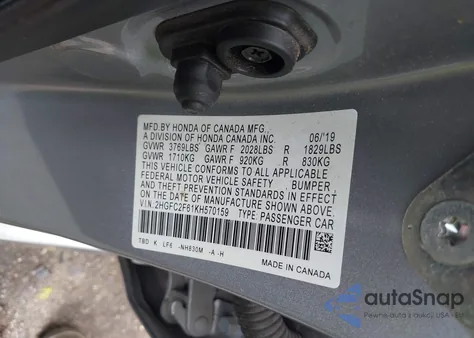 2019 Honda Civic Lx from USA, damaged, VIN 2HGFC2F61KH570159